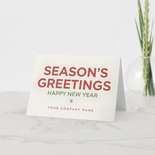 Tarjeta Festiva Modernist Retro Script Season’s Greetings (Anverso)