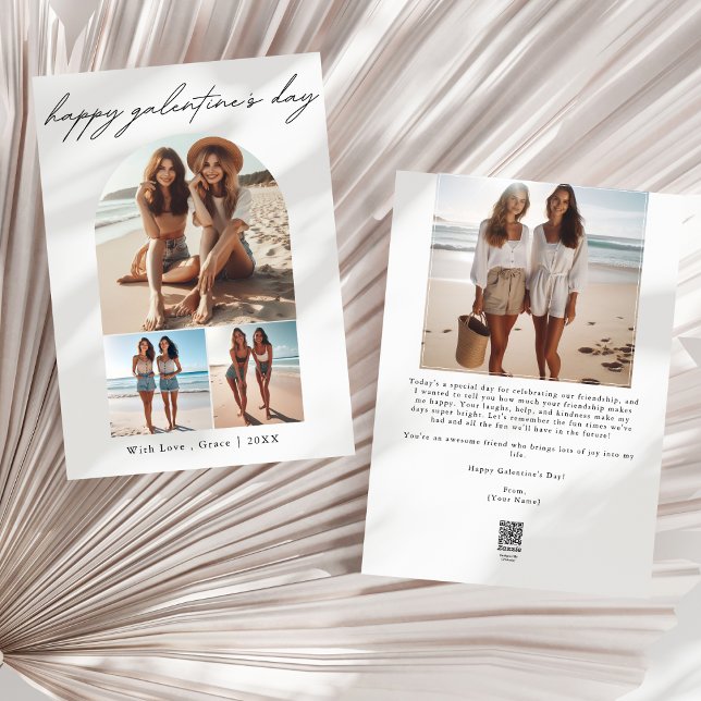 Tarjeta Festiva Moderno | 4 Collage de fotos BFF Día de Galentine (Subido por el creador)