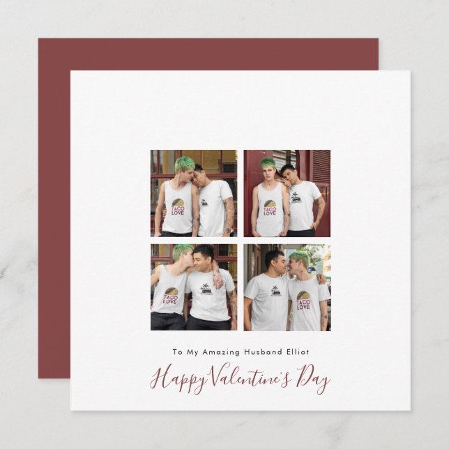 Tarjeta Festiva Moderno 4 foto LGBT Gay Love Husband Valentine (Anverso / Reverso)