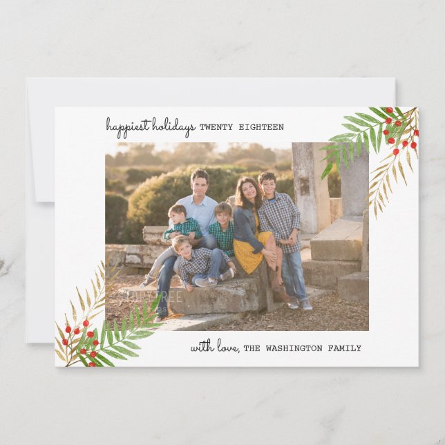 Tarjeta Festiva Moderno 5 Foto Famosos Navidades Holly (Anverso)