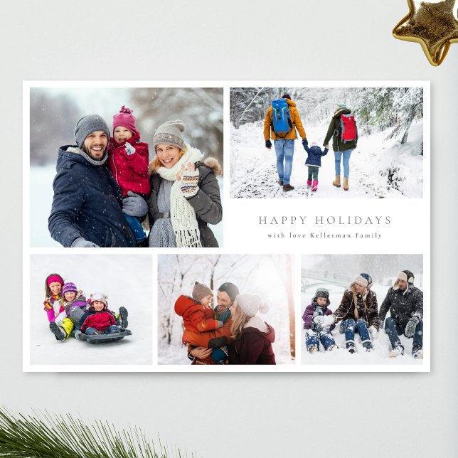 Tarjeta Festiva moderno 6 navidades de Collage de fotos múltiple (Subido por el creador)