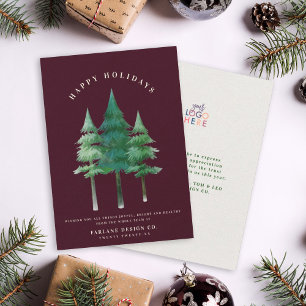 Tarjeta Festiva Moderno acuarela Festive Pine Tree Business Logo