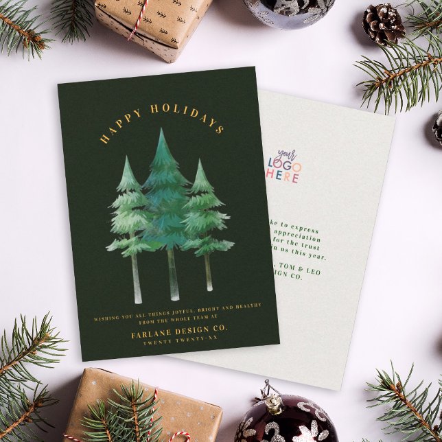 Tarjeta Festiva Moderno acuarela Festive Pine Tree Business Logo (Subido por el creador)