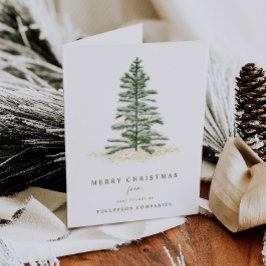 Tarjeta Festiva Moderno Árbol Pino Evergreen Simple Corporativo