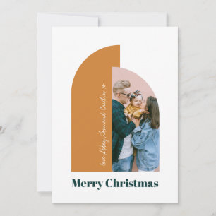 Tarjeta Festiva Moderno Arch Gold Merry Christmas Family Photo