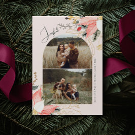 Tarjeta Festiva Moderno Arco floral Invernal Rosa Jugoso Dos Fotog