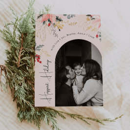 Tarjeta Festiva Moderno Arco floral Verde vacaciones más felices f