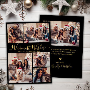 Tarjeta Festiva Moderno Black Gold Warmest Warmest Script 5 Photo