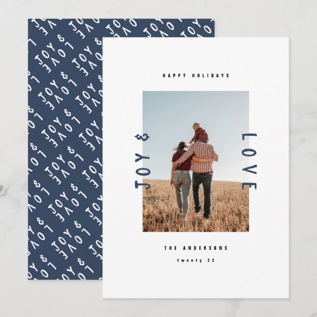 Tarjeta Festiva Moderno blanco marino 1 foto vacaciones (Anverso / Reverso)