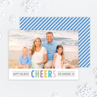 Moderno Blue Cheers Happy Holidays Photo