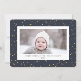 Tarjeta Festiva Moderno Blue Gold Star Bokelay Overlay Minimalista