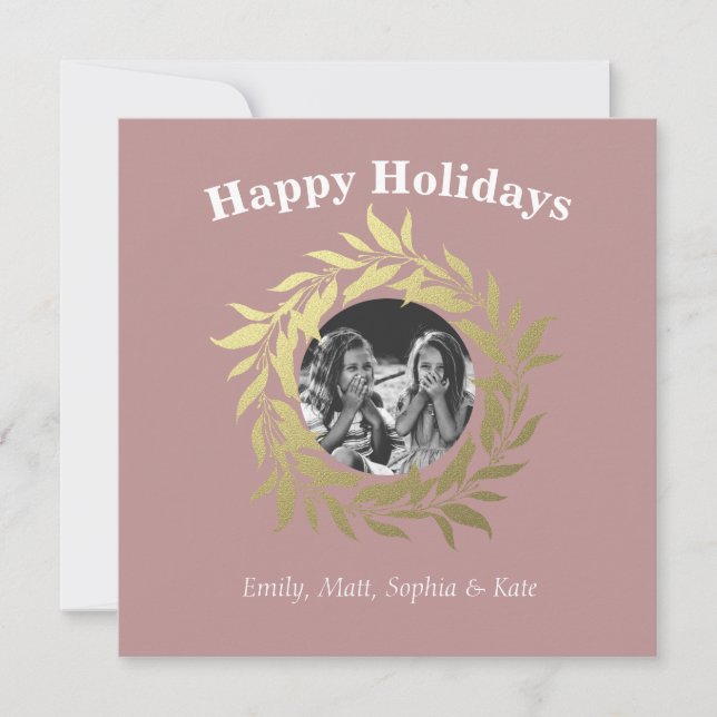 Tarjeta Festiva Moderno Blue Happy Holidays Relieve metalizado dor (Anverso)