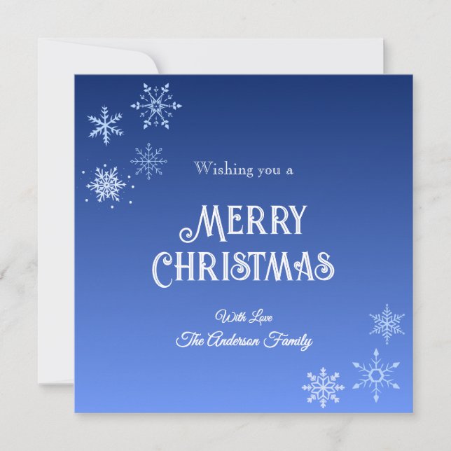 Tarjeta Festiva Moderno Blue Merry Christmas Snowflakes (Anverso)