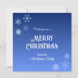 Tarjeta Festiva Moderno Blue Merry Christmas Snowflakes