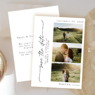 Tarjeta Festiva Moderno Boda de fotografía simple en blanco y negr