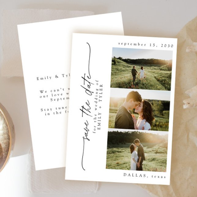 Tarjeta Festiva Moderno Boda de fotografía simple en blanco y negr (Subido por el creador)