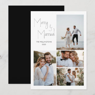 Tarjeta Festiva Moderno Boda de guiones mínimos y multifoto