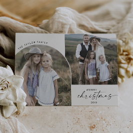 Tarjeta Festiva Moderno Boho Arch 2 Fotografía familiar Feliz Navi