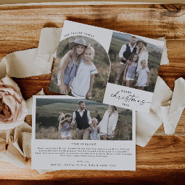 Tarjeta Festiva Moderno Boho Arch 3 fotos familiares Navidades New