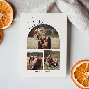 Tarjeta Festiva Moderno Boho Arch Beige Alegre Cuatro Fotografía