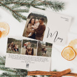 Tarjeta Festiva Moderno Boho Arch Beige Merry Four Photo<br><div class="desc">Celebra la alegría de la temporada con esta moderna tarjeta de vacaciones de cuatro fotos estilo boho arch beige. El guión editable único y de moda crea un toque de encanto e individualidad. Su diseño sobrio y elegante en blanco y negro, con un marco clásico de arco bohemio, evoca un...</div>