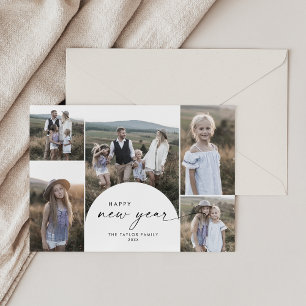 Tarjeta Festiva Moderno Boho Arch Multi Photo Años Nuevos