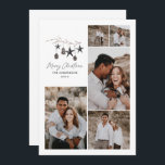 Tarjeta Festiva Moderno botánico elegante blanco negro elegante va<br><div class="desc">Negro moderno y elegante color de agua rústico beige natural escandinavo contemporáneo color beige,  negro y blanco 5 tarjeta de Navidades de vacaciones multifoto.</div>