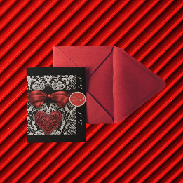 Tarjeta Festiva Moderno Bow rojo y amor a los encajes