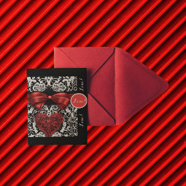Tarjeta Festiva Moderno Bow rojo y amor a los encajes