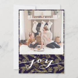 Tarjeta Festiva Moderno Búfalo revestido elegante guión JOY simple