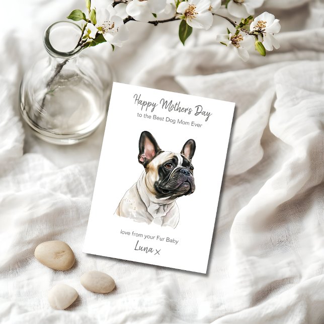 Tarjeta Festiva Moderno Bulldog francés de la mejor madre del perr (Personalize the card front and inside with your own text and message)