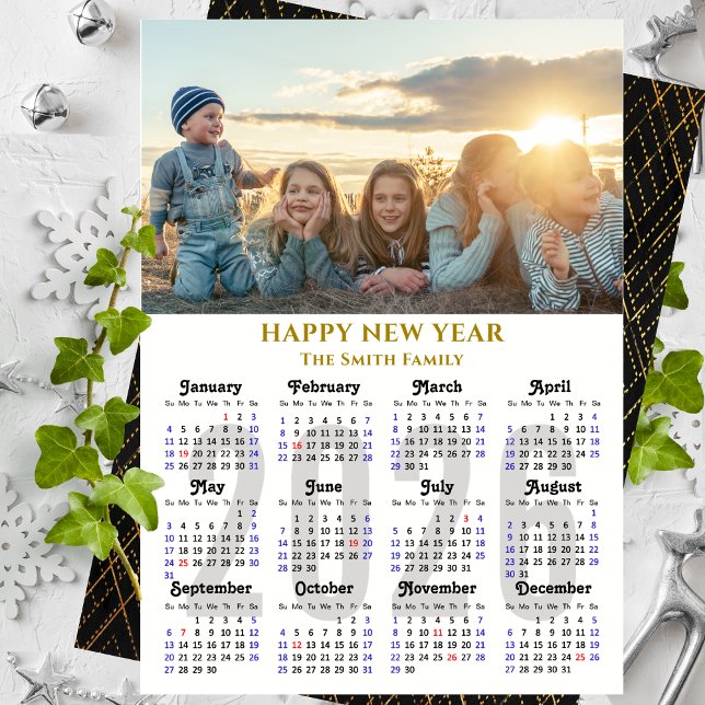 Tarjeta Festiva Moderno Calendario 2025 Foto Guión dorado Minimali (Subido por el creador)