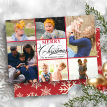 Moderno Collage de fotos de guion rojo con copos d