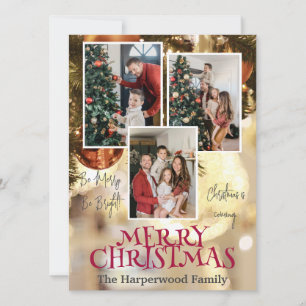 Tarjeta Festiva Moderno Collage de fotos elegante de Navidades de 