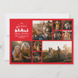 Tarjeta Festiva Moderno collage mínimo de fotos Navidades elegante