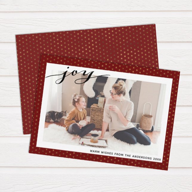 Tarjeta Festiva Moderno Copos de Nieve de Oro Rojo Elegante Guión  (Subido por el creador)