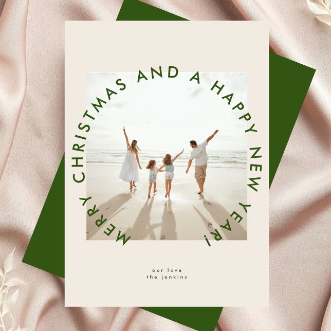 Tarjeta Festiva Moderno Crema Verde Navidades simples Foto Saludo (Subido por el creador)