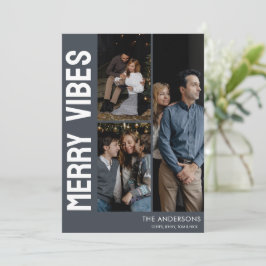 Tarjeta Festiva Moderno de moda 3 fotos con vibraciones merry