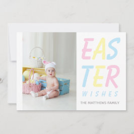 Tarjeta Festiva Moderno Deseos De Pascua Pastel Foto Personalizada