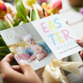 Tarjeta Festiva Moderno Deseos De Pascua Pastel Foto Personalizada