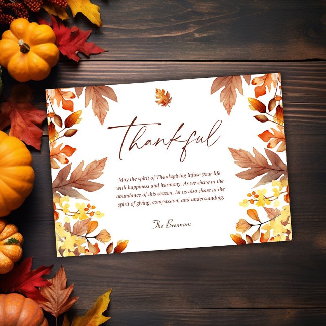 Tarjeta Festiva Moderno Día de Acción de Gracias (Modern Thankful Thanksgiving Holiday Card)