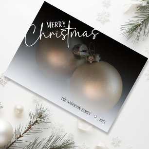 Tarjeta Festiva Moderno Elegante Gradiente Negro Blanco Foto Perso