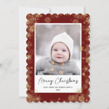 Moderno estilo rojo elegante guión copos de nieve 