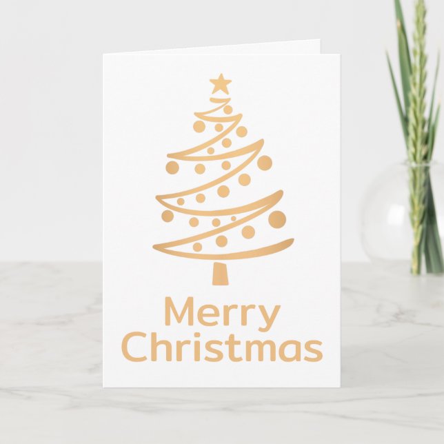 Tarjeta Festiva Moderno Faux Gold Merry Christmas Tree (Anverso)