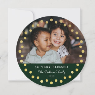 Tarjeta Festiva Moderno Faux Relieve metalizado Dots de oro Foto O