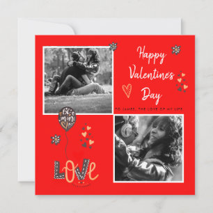 Tarjeta Festiva Moderno Feliz Día de San Valentín Foto Amor Rojo