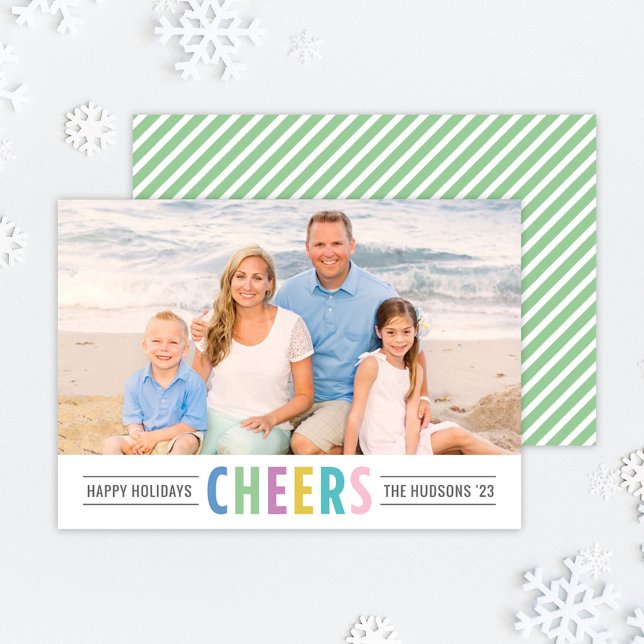 Tarjeta Festiva Moderno Green Chepers Happy Holidays Photo (Subido por el creador)