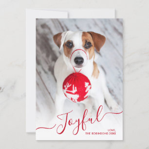 Tarjeta Festiva Moderno guión alegre rojo 2 Navidades de fotografí