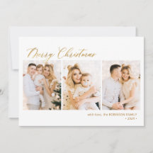 Moderno guión dorado 3 Navidades multifoto