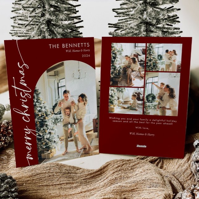 Tarjeta Festiva Moderno guión rojo Feliz arte navideño foto (Subido por el creador)